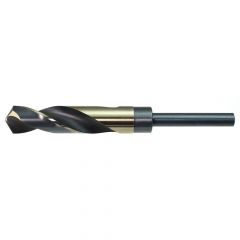 Black and Gold Oxide Finish Spiral Flute Round Shank Drillco 1035N Series 29 Piece High-Speed Steel Reduced Shank Drill Bit Set 1/16-1/2 in 1/64 increments 135 Degrees Split Point 