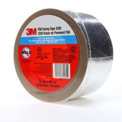 3M™ FSK Facing Tape, 3320, silver, 72 mm x 45.7 m, 6.7 mil