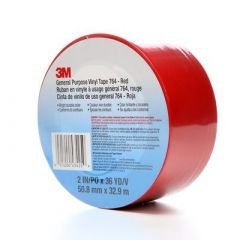 3M™ General Purpose Vinyl Tape, 764, red, 2 in x 36 yd (5.1 cm x 32.91 m), 5.0 mil