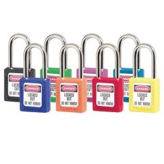 Masterlock Zenex™ Thermoplastic Safety Padlock, 1-1/2in (38mm) Wide with 1-1/2in (38mm) Tall Shackle, 8pc Assortment