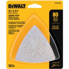 DeWalt Hook and Loop Triangle 80 Grit Sandpaper, 12-Pack