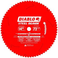 14"  x 72T Cermet Metal and Stainless Steel Cutting Saw Blade, 1" Arbor