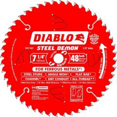 Diablo 7-1/4" x 48T Steel Demon Ferrous Metal Cutting Saw Blade, 5/8" Arbor