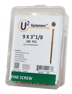 U2 Fasteners #9 x 3-1/8" Fine Screw, T15 Drive - 100 Pack