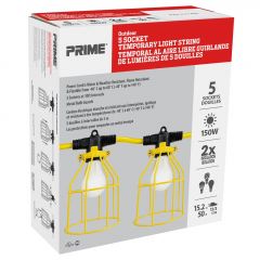 Prime 50ft 12/3 STW 5-Bulb Light String with Metal Cages
