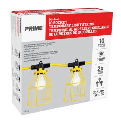 Prime 100ft 12/3 STW 10-Bulb Light String with Metal Cages