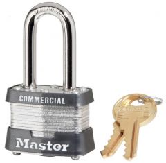 Masterlock 1-9/16in (40mm) Wide Laminated Steel Pin Tumbler Padlock with 1-1/2in (38mm) Shackle, Keyed Different