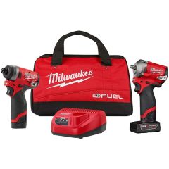 M12 FUEL 12 Volt Lithium-Ion Brushless Cordless 3/8 in. Stubby Impact Wrench & 1/4 in. Hex Impact Driver Auto Kit