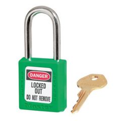 Masterlock Green Zenex™ Thermoplastic Safety Padlock, 1-1/2in (38mm) Wide with 1-1/2in (38mm) Shackle