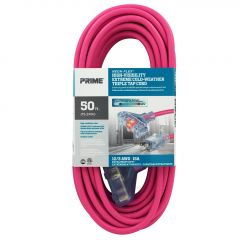 Prime 50ft 12/3 SJTW -50°C Neon Flex® Hi-Visibility 3-Outlet Extension Cord