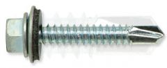 Hex Washer Head Self-Drilling Screw with Bonded EPDM Washer, 1/4" x 2-1/2"