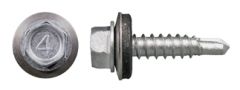 Stainless Steel Hex Washer Head Screw with EPDM Washer, 1/4"-14 x 2"