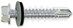 Hex Washer Head Screw with EPDM Washer, #12-14 X 1", RUSPRO Coated