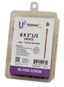 U2 Fasteners #8 x 2-1/2" Re-Fine Screws - 100 Pack