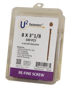 U2 Fasteners #8 x 3-1/8" ReFine Screws - 100 Pack with Bit included