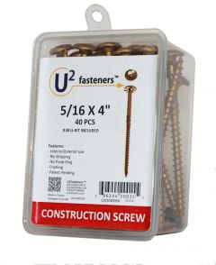 U2 Fasteners 5/16" x 4" T30 Drive Construction Screw - 40 Pack with Bit included