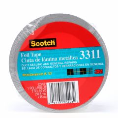 Scotch® Aluminum Foil Tape, 3311, silver, 2 in x 50 yd, 3.6 mil