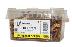 U2 Fasteners #10 x 3-1/2" Universal Screws - 225 Pack with Bit included