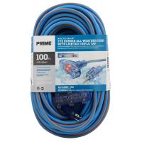 Prime 100ft 12/3 SJEOW Arctic Blue™ All-Weather 3-Outlet Extension Cord