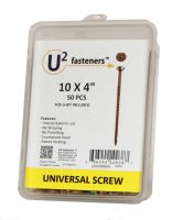 U2 Fasteners #10 x 4" Universal Screws, T-25U Drive - 50 Pack with Bit included
